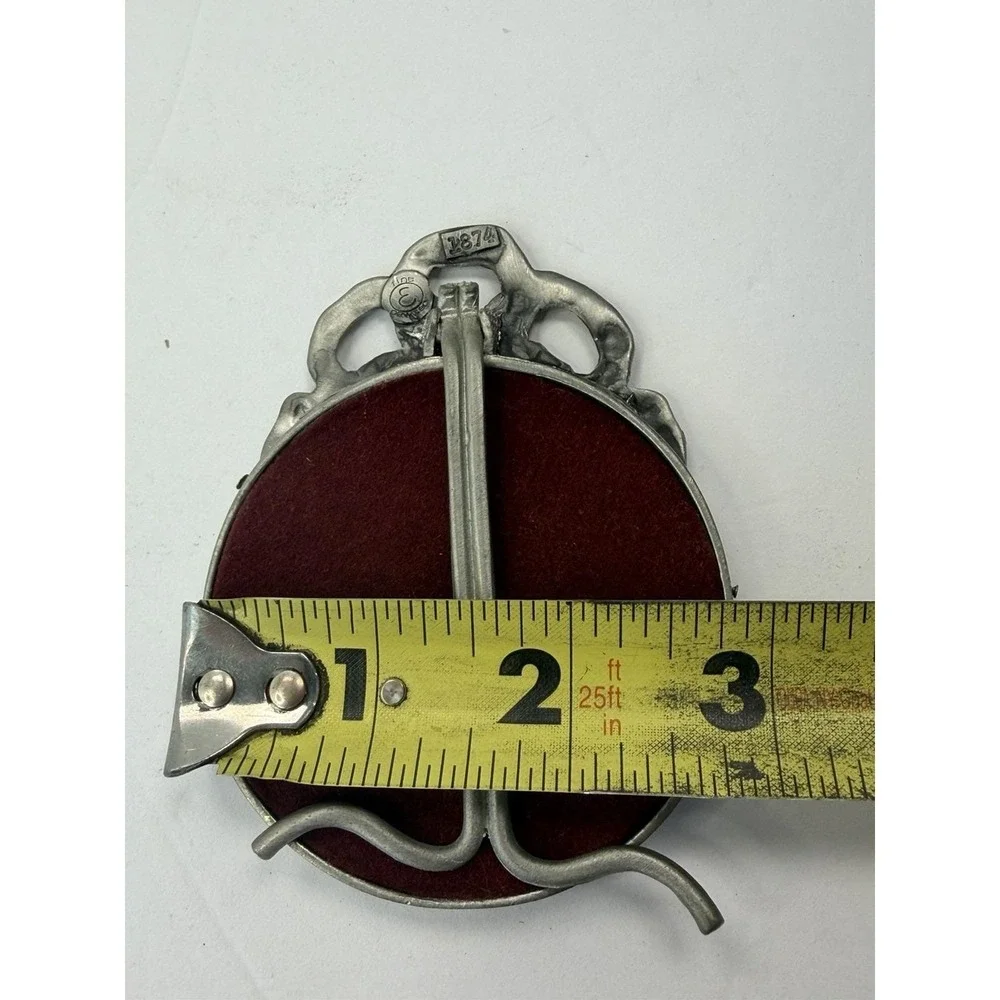 Elias Pewter Sterling Round Frame Ribbons Branches Ornate Romantic 1874